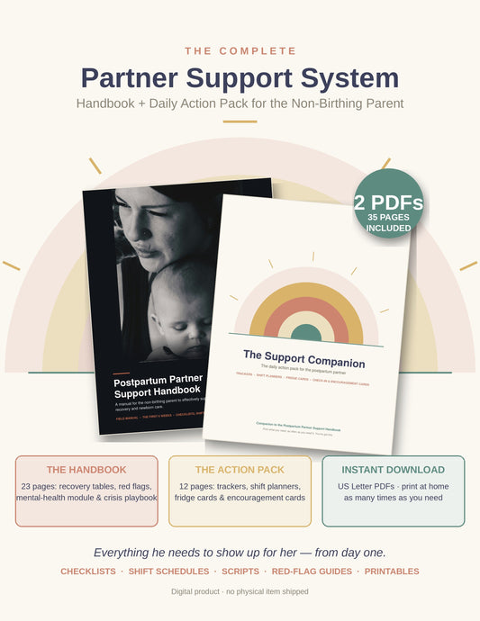 The Complete Partner Support System — Postpartum Handbook + Daily Action Pack (2-PDF Bundle)