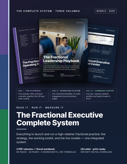 The Fractional Executive Complete System — Leadership Playbook + Operating System + Excel Command Center (3-Volume Bundle)