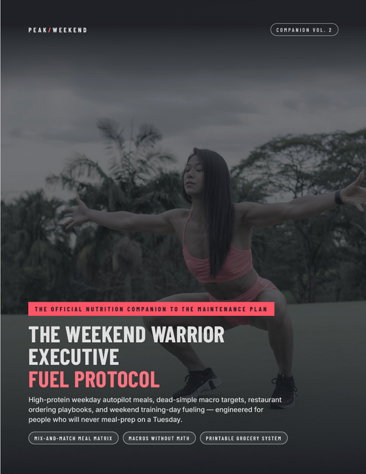 Weekend Warrior Executive Fuel Protocol PDF cover — high-protein meal plan and nutrition guide for busy professionals