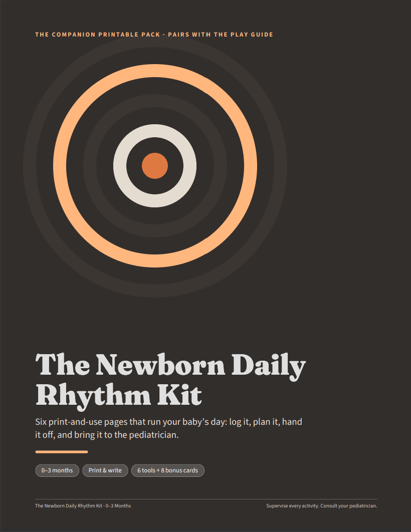 Included in the bundle: The Newborn Daily Rhythm Kit printable baby log and wake windows chart cover